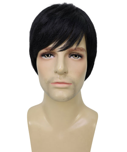 Wigs2you H-7006  大人用メンズショートブラックフルウィッグ 調節可能なキャップ付き 13インチ 合成繊維 コスプレ、ハロウィン、コスチュームイベントに最適