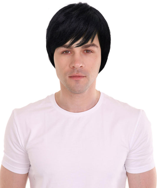 Wigs2you H-7006  大人用メンズショートブラックフルウィッグ 調節可能なキャップ付き 13インチ 合成繊維 コスプレ、ハロウィン、コスチュームイベントに最適