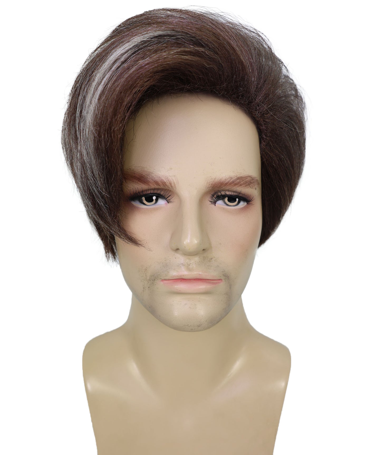 Wigs2you H-7007  大人用メンズ ショート レイヤード フルウィッグ ブラウン ブロンドハイライト 10インチ 合成繊維 コスプレ、パーティー、普段使いに