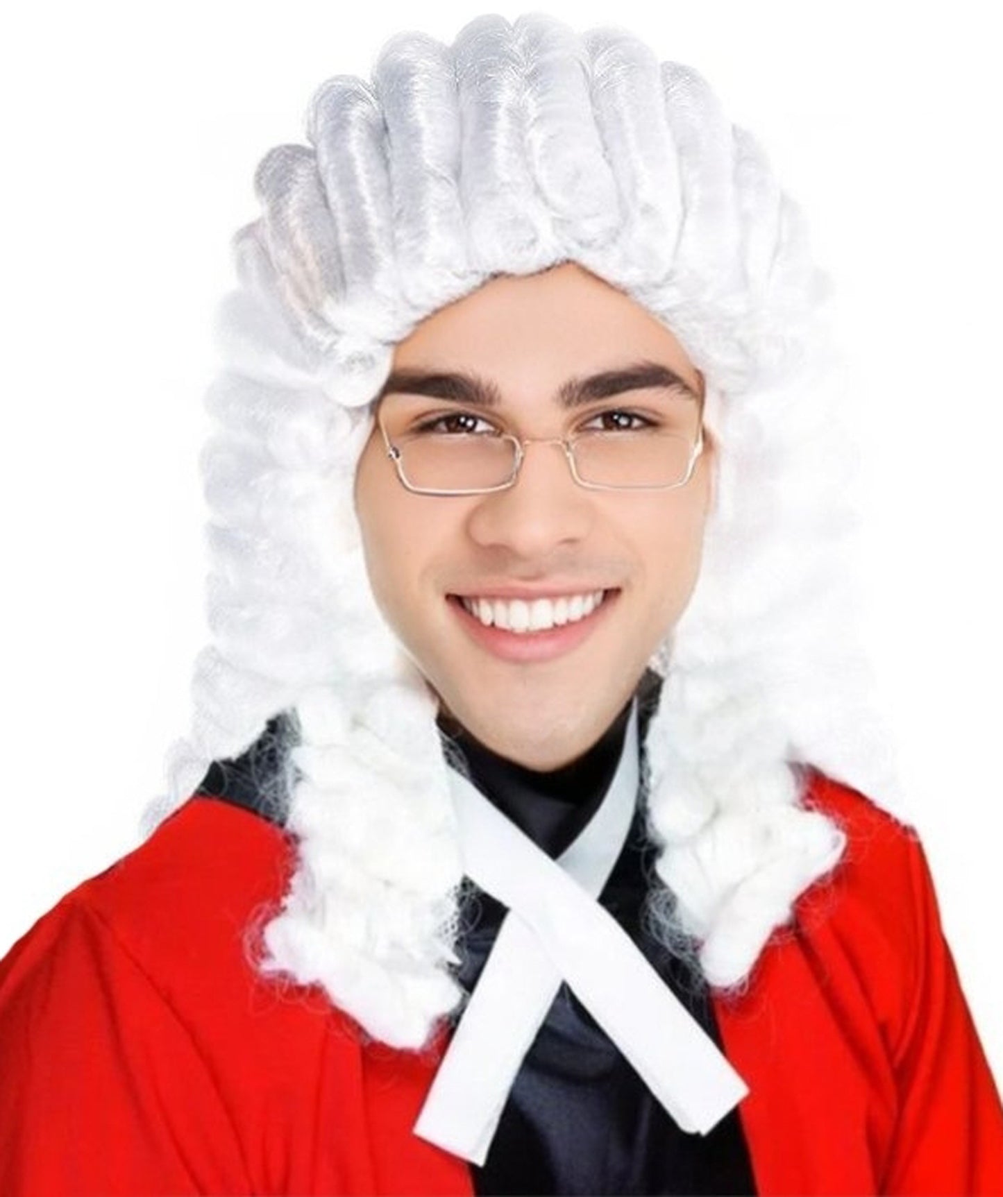 Wigs2you H-7009 成人男性用裁判官用フルウィッグ ホワイト 4.5インチ 難燃性合成繊維 法廷やテーマイベントに最適