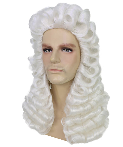 Wigs2you H-7009 成人男性用裁判官用フルウィッグ ホワイト 4.5インチ 難燃性合成繊維 法廷やテーマイベントに最適