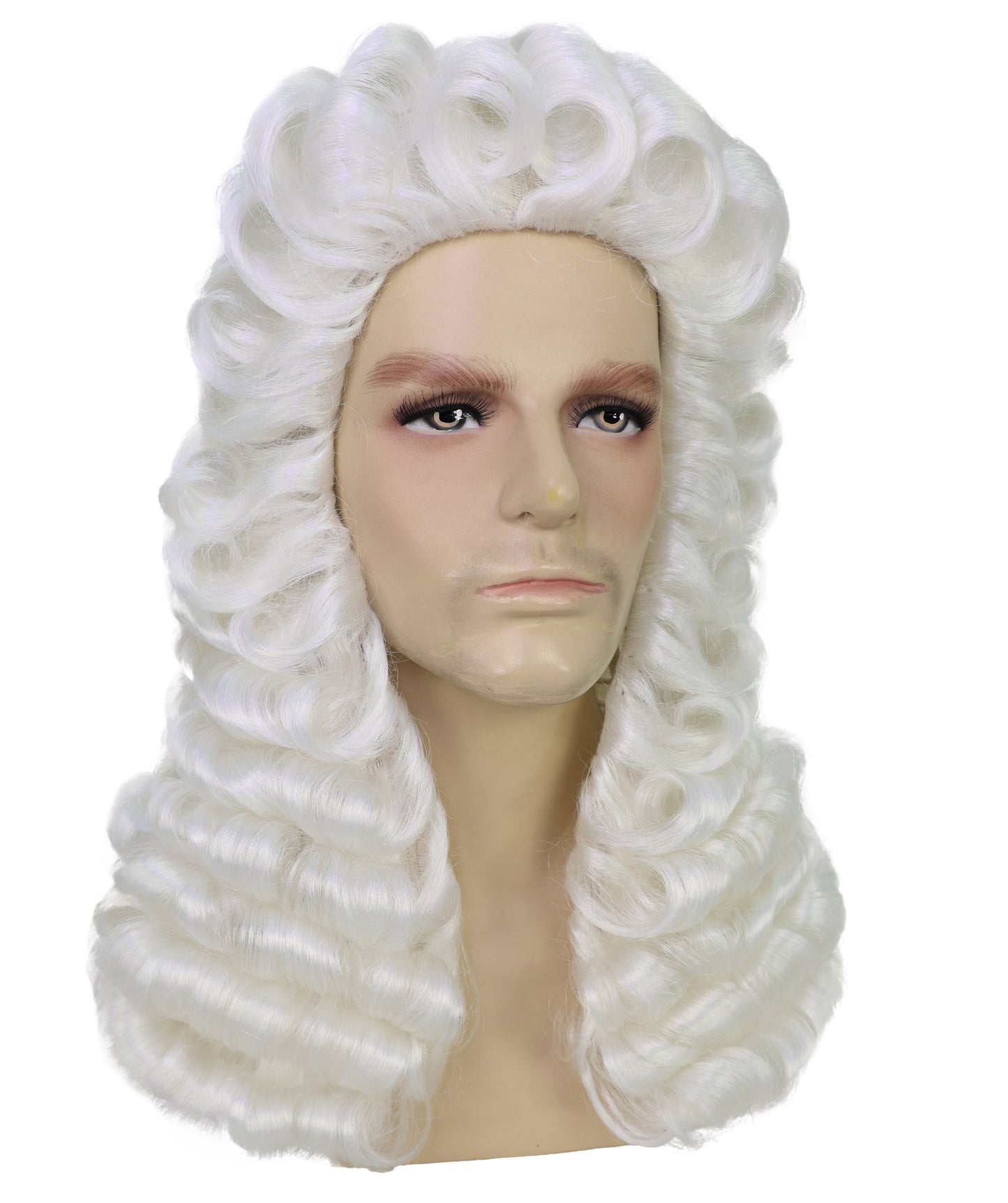 Wigs2you H-7009 成人男性用裁判官用フルウィッグ ホワイト 4.5インチ 難燃性合成繊維 法廷やテーマイベントに最適