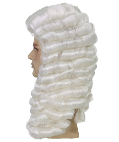 Wigs2you H-7009 成人男性用裁判官用フルウィッグ ホワイト 4.5インチ 難燃性合成繊維 法廷やテーマイベントに最適