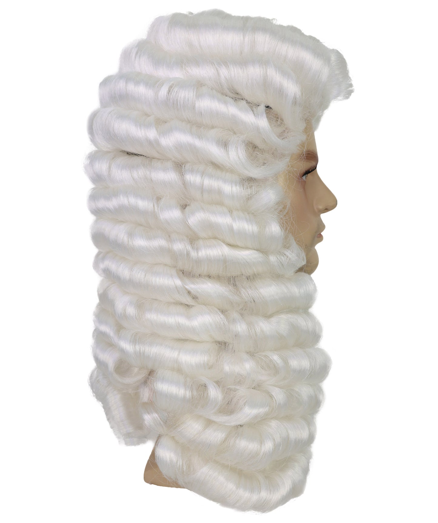 Wigs2you H-7009 成人男性用裁判官用フルウィッグ ホワイト 4.5インチ 難燃性合成繊維 法廷やテーマイベントに最適