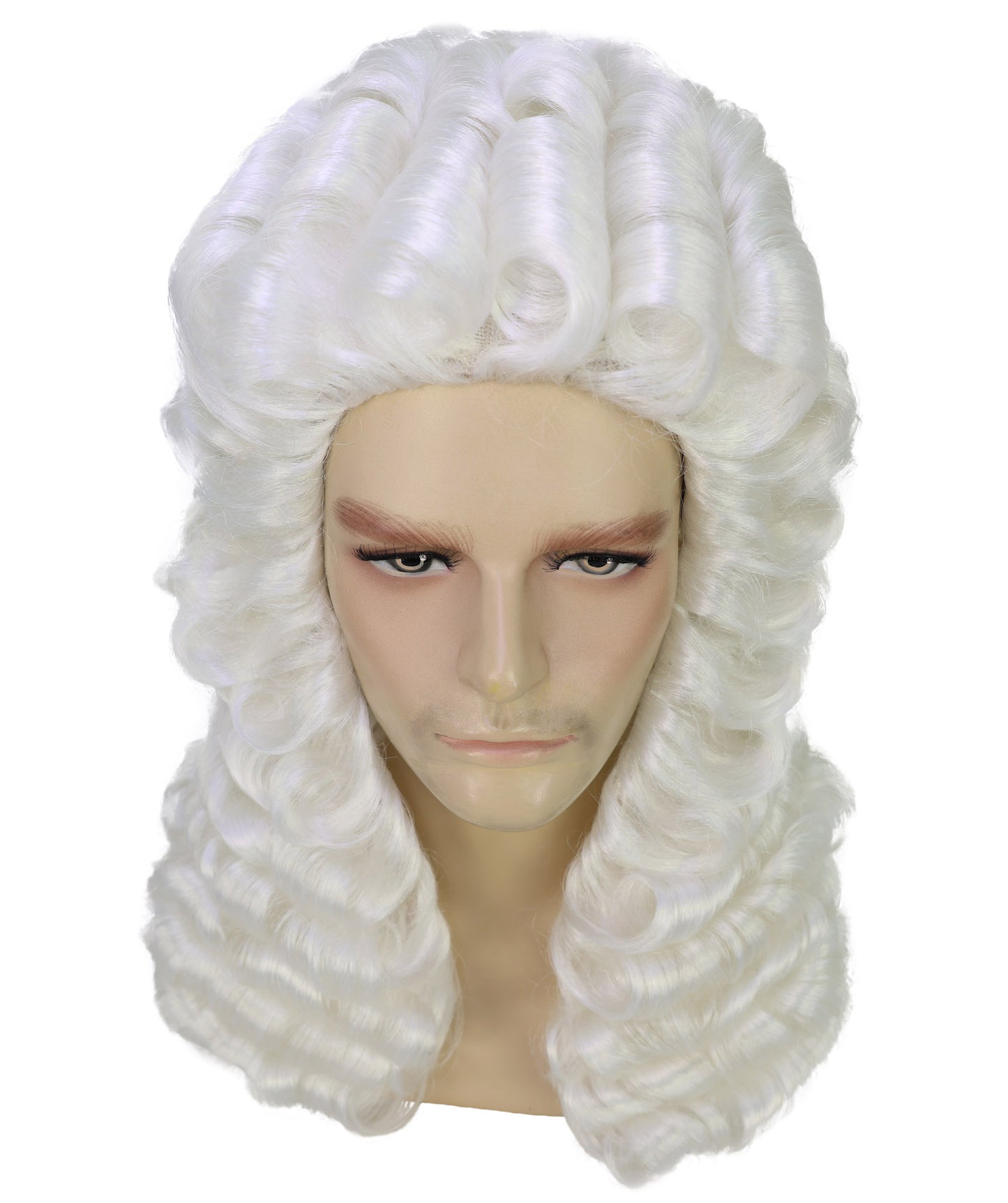 Wigs2you H-7009 成人男性用裁判官用フルウィッグ ホワイト 4.5インチ 難燃性合成繊維 法廷やテーマイベントに最適