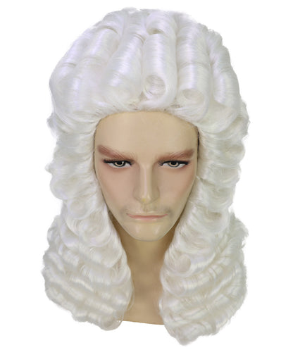 Wigs2you H-7009 成人男性用裁判官用フルウィッグ ホワイト 4.5インチ 難燃性合成繊維 法廷やテーマイベントに最適