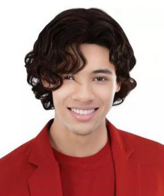 Wigs2you H-7010  大人用メンズショートカーリーフルウィッグ ダークブラウン 32インチ 合成繊維 コスプレ、ハロウィン、歴史物、テーマイベントに最適