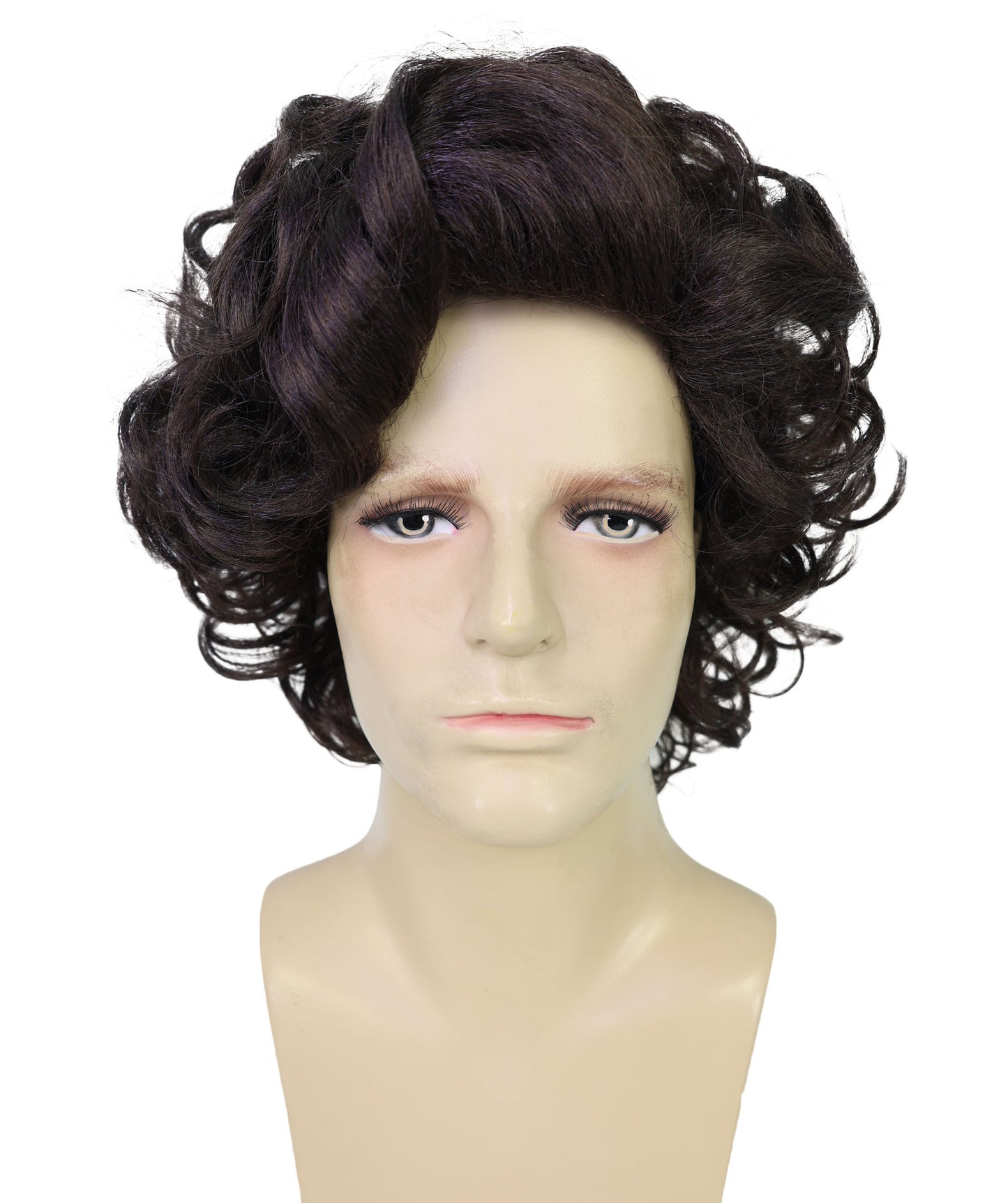 Wigs2you H-7010  大人用メンズショートカーリーフルウィッグ ダークブラウン 32インチ 合成繊維 コスプレ、ハロウィン、歴史物、テーマイベントに最適