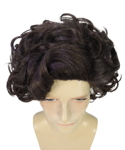 Wigs2you H-7010  大人用メンズショートカーリーフルウィッグ ダークブラウン 32インチ 合成繊維 コスプレ、ハロウィン、歴史物、テーマイベントに最適