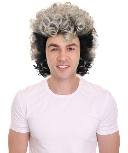 Wigs2you H-7012  大人用 メンズ ロッカー 80年代風 マレット フルウィッグ ブラック＆ブラウン 13インチ 合成繊維 ハロウィン・コスプレ用