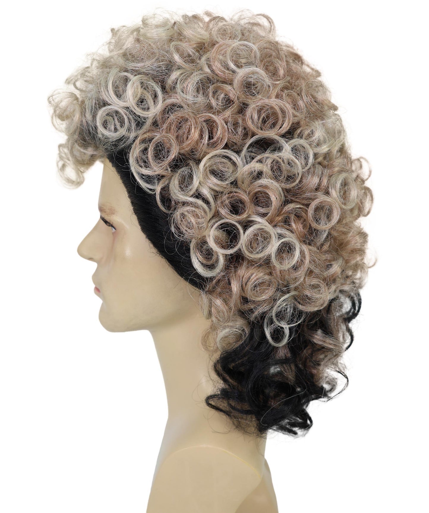 Wigs2you H-7012  大人用 メンズ ロッカー 80年代風 マレット フルウィッグ ブラック＆ブラウン 13インチ 合成繊維 ハロウィン・コスプレ用