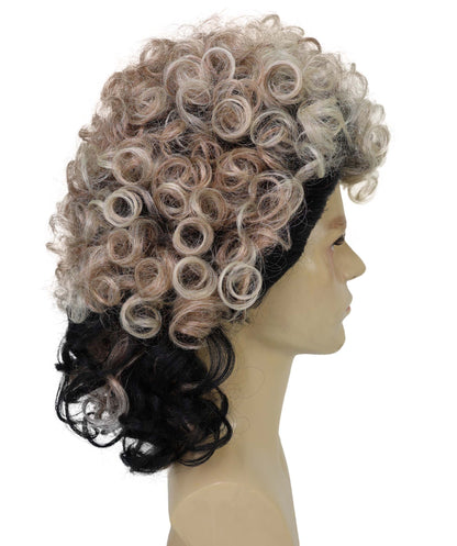 Wigs2you H-7012  大人用 メンズ ロッカー 80年代風 マレット フルウィッグ ブラック＆ブラウン 13インチ 合成繊維 ハロウィン・コスプレ用