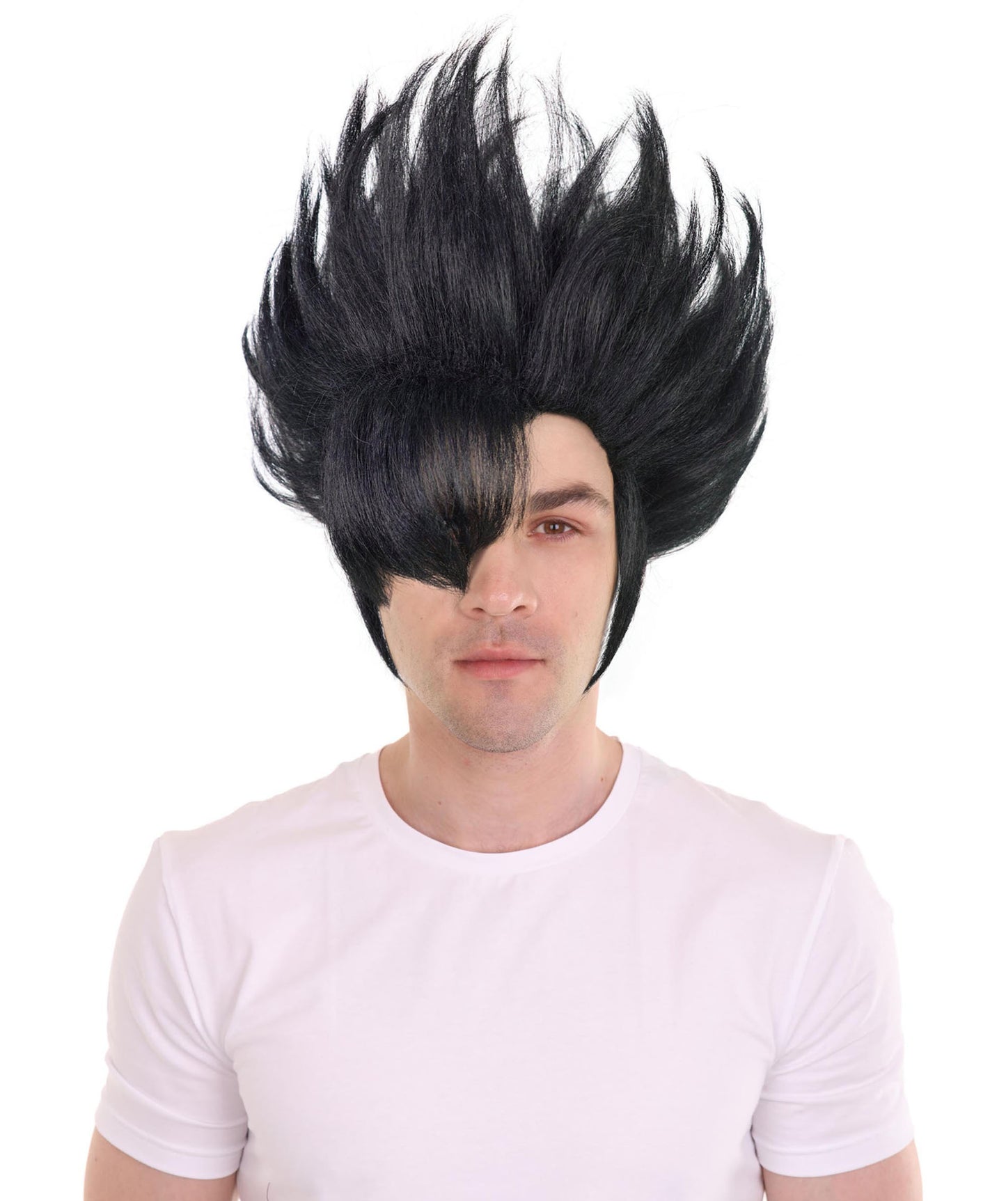 Wigs2you H-7014  大人用 メンズ ブラック スパイキー ショート フルウィッグ 11インチ 合成繊維 ハロウィン、コミックコンベンション、コスプレパーティーに最適