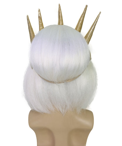 Wigs2you H-7015 大人用男性用ファンタジーキャラクターフルウィッグ（ひげ・口ひげ付き）ホワイト 10インチ 合成繊維製 神話ロールプレイ、フェスティバル、ドレスアップパーティーに最適