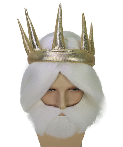 Wigs2you H-7015 大人用男性用ファンタジーキャラクターフルウィッグ（ひげ・口ひげ付き）ホワイト 10インチ 合成繊維製 神話ロールプレイ、フェスティバル、ドレスアップパーティーに最適