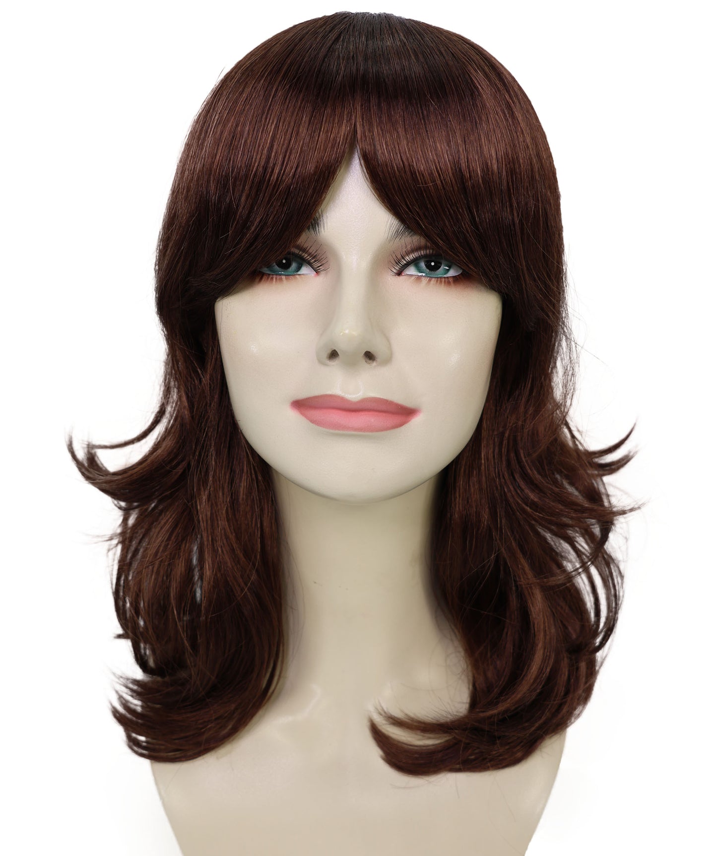 Wigs2you H-7163レディース ダークオーバーン シャグウェーブウィッグ | 合成繊維 フルウィッグ | レトロスタイル コスプレ・ハロウィン・テーマパーティー・イベント用