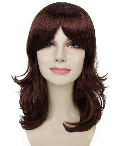 Wigs2you H-7163レディース ダークオーバーン シャグウェーブウィッグ | 合成繊維 フルウィッグ | レトロスタイル コスプレ・ハロウィン・テーマパーティー・イベント用