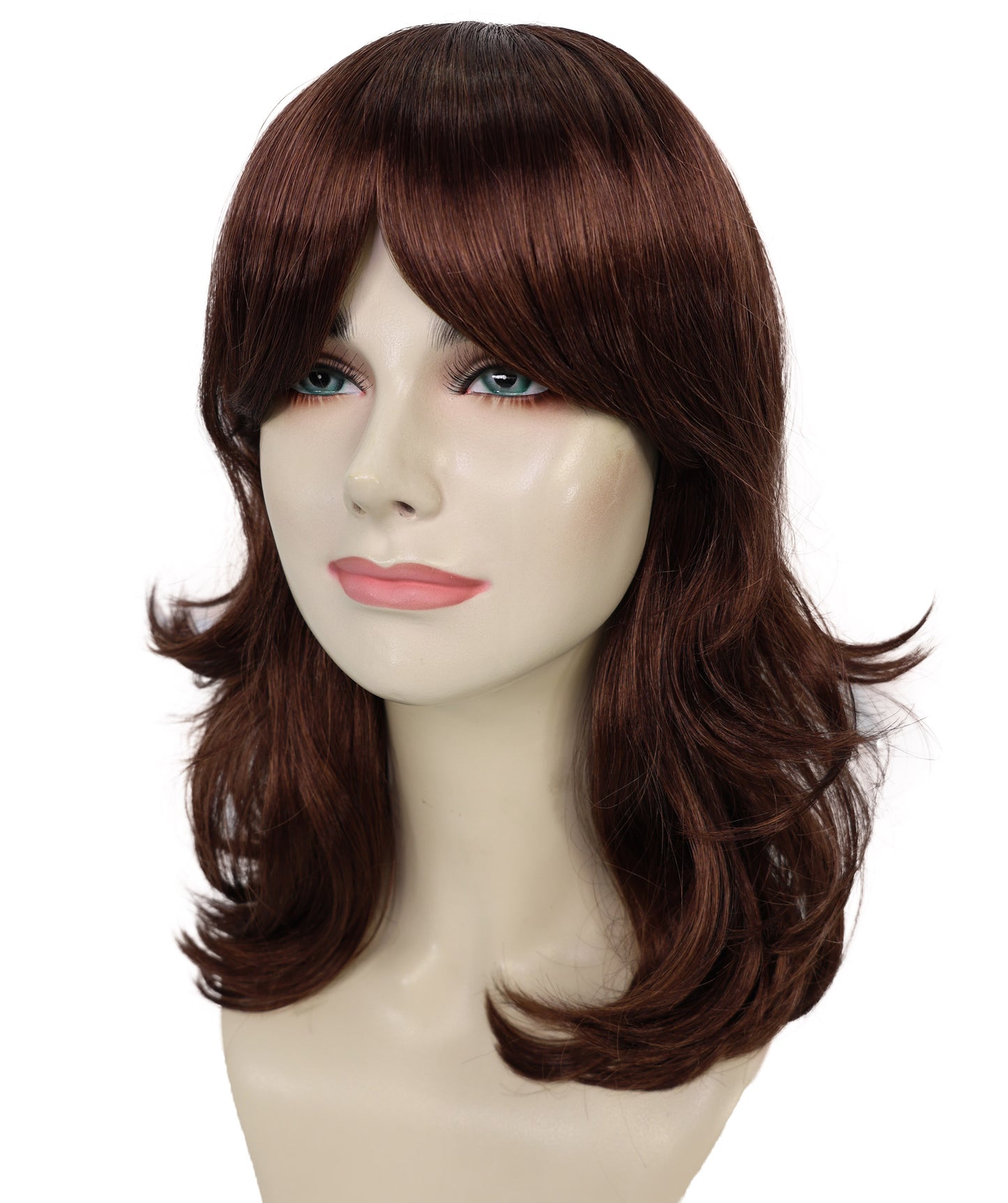 Wigs2you H-7163レディース ダークオーバーン シャグウェーブウィッグ | 合成繊維 フルウィッグ | レトロスタイル コスプレ・ハロウィン・テーマパーティー・イベント用
