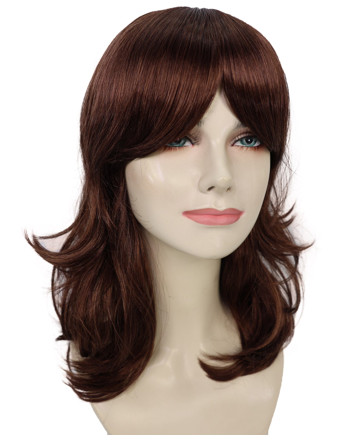 Wigs2you H-7163レディース ダークオーバーン シャグウェーブウィッグ | 合成繊維 フルウィッグ | レトロスタイル コスプレ・ハロウィン・テーマパーティー・イベント用