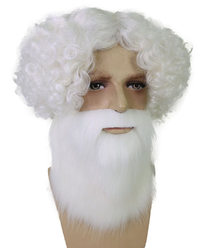 Wigs2you H-7016 大人用 メンズ ランバージャック ヒップスター フルウィッグ ひげ＆口ひげ付き ホワイト 9インチ 合成繊維 ハロウィン、舞台、演劇、ロールプレイ用