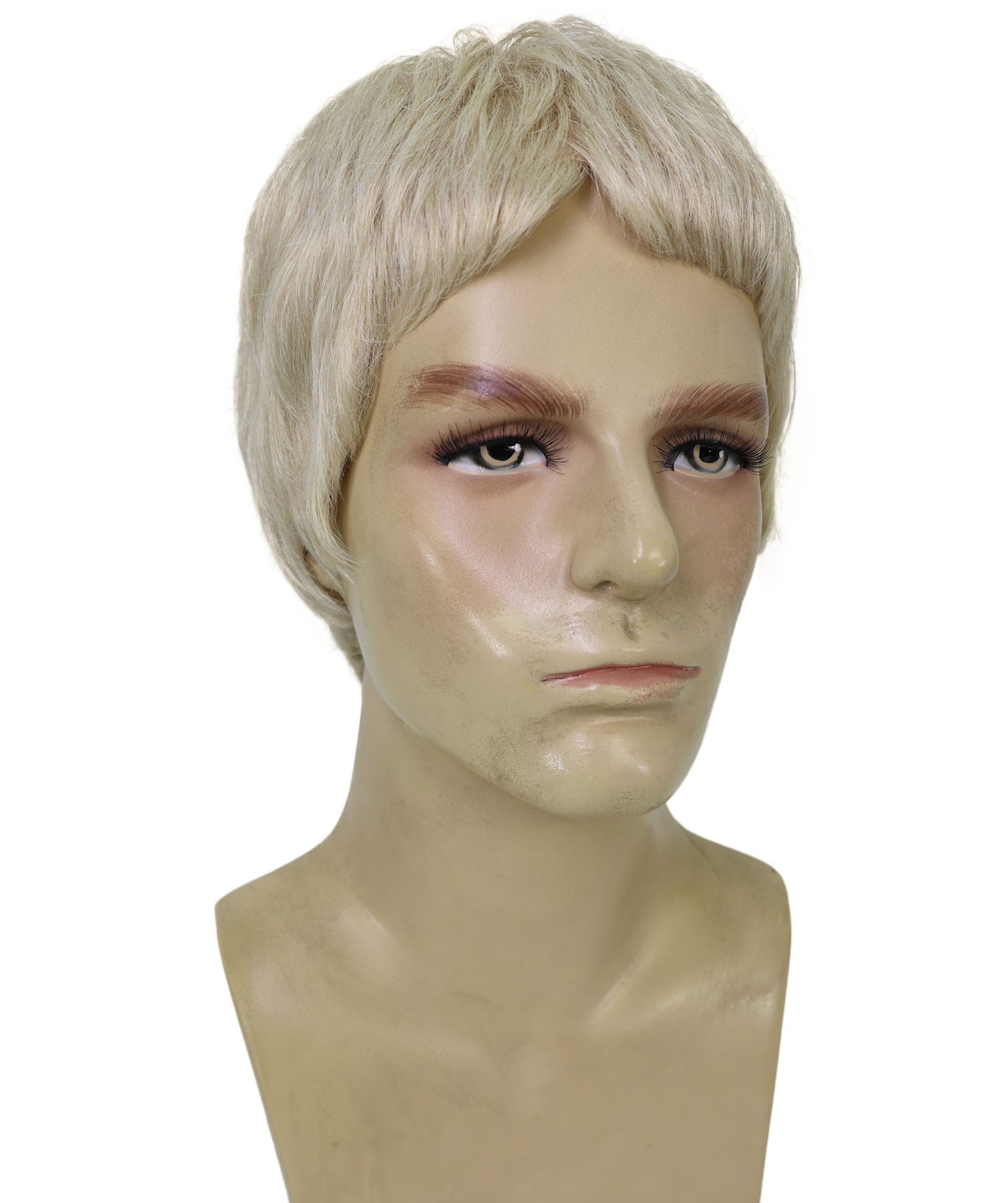 Wigs2you H-7018  大人用メンズ ショートブロンド バズカット フルウィッグ 8インチ 合成繊維 ハロウィン、舞台公演、パーティーに最適