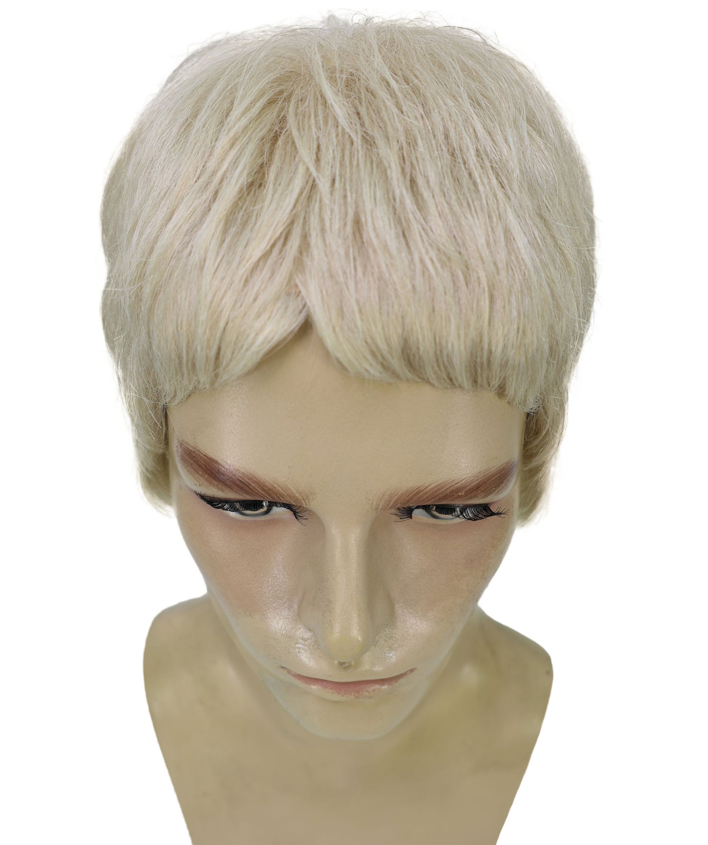 Wigs2you H-7018  大人用メンズ ショートブロンド バズカット フルウィッグ 8インチ 合成繊維 ハロウィン、舞台公演、パーティーに最適