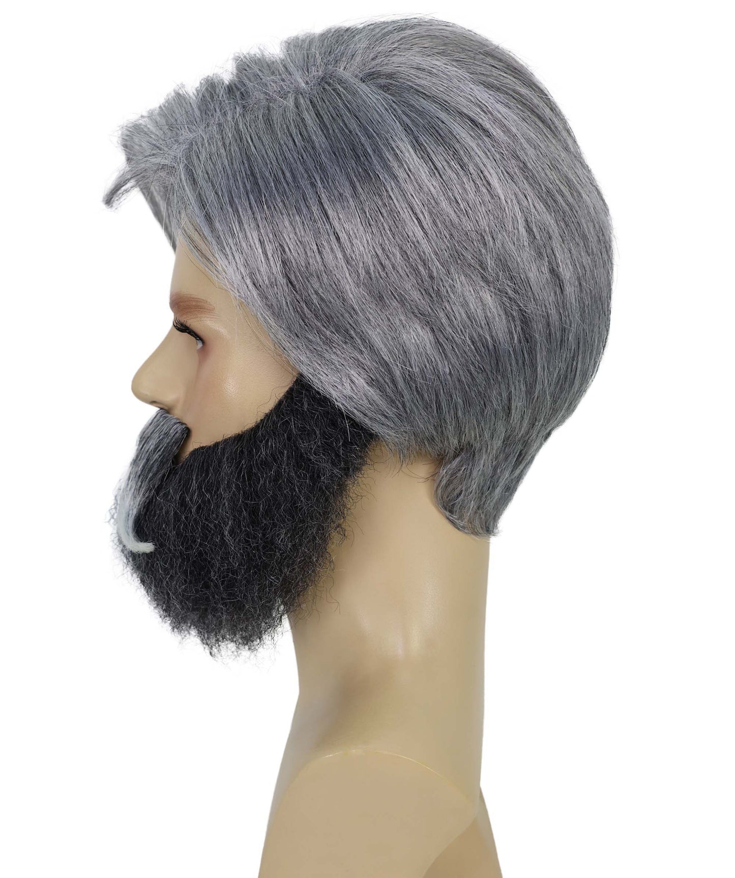 Wigs2you H-7020 大人用メンズ グレー ソルト＆ペッパーウィッグ ひげ＆口ひげセット | ソルト＆ペッパーヘアアクセサリーで大人の男性ルックを演出 | ハロウィン、パーティー、ステージアクト、テーマイベントに最適