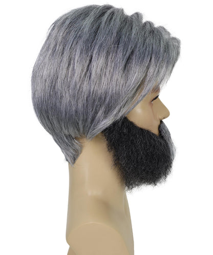 Wigs2you H-7020 大人用メンズ グレー ソルト＆ペッパーウィッグ ひげ＆口ひげセット | ソルト＆ペッパーヘアアクセサリーで大人の男性ルックを演出 | ハロウィン、パーティー、ステージアクト、テーマイベントに最適