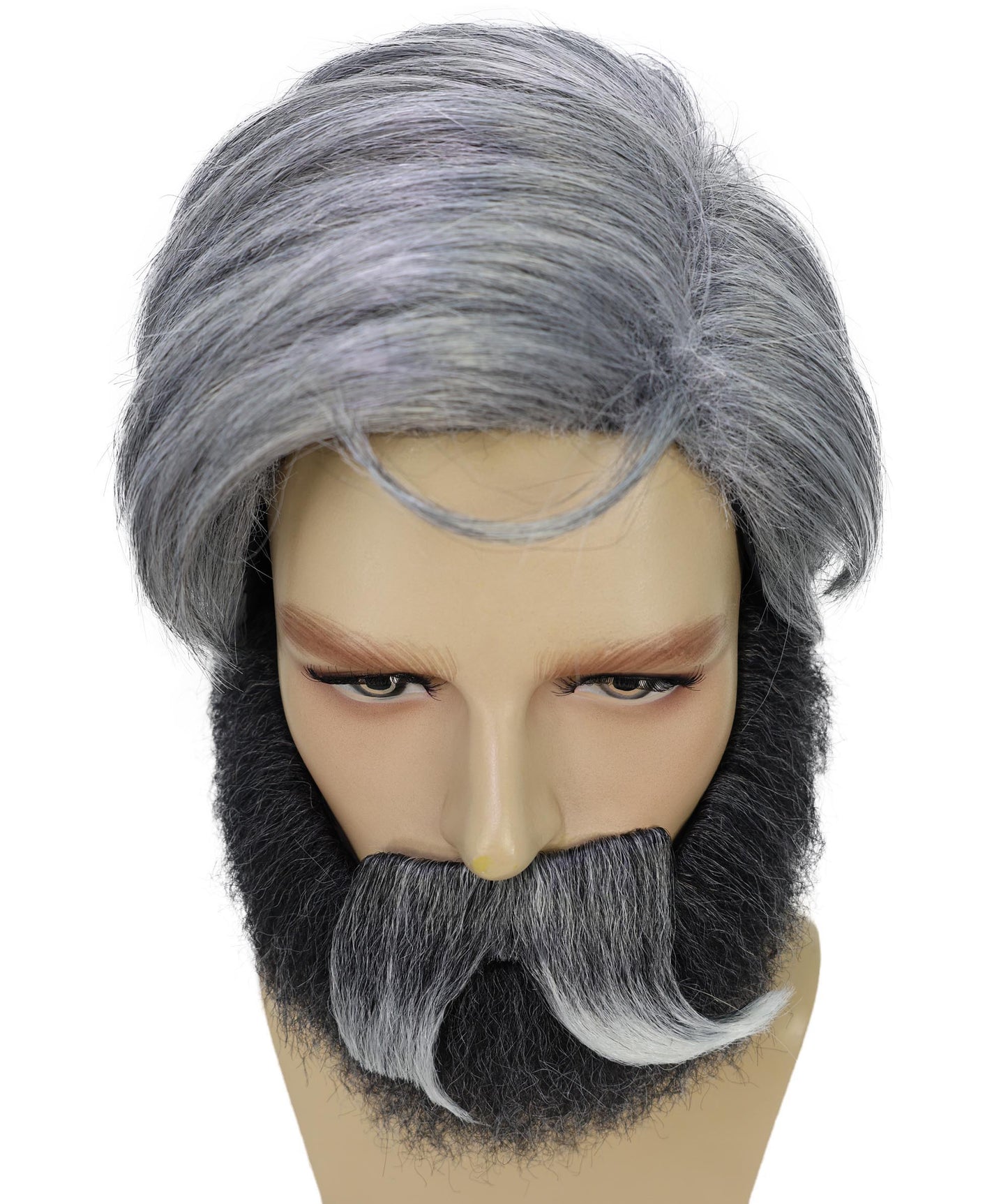 Wigs2you H-7020 大人用メンズ グレー ソルト＆ペッパーウィッグ ひげ＆口ひげセット | ソルト＆ペッパーヘアアクセサリーで大人の男性ルックを演出 | ハロウィン、パーティー、ステージアクト、テーマイベントに最適