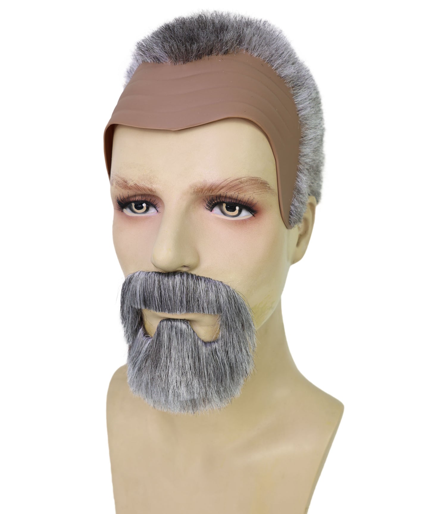 Wigs2you H-7021  ローマ皇帝の大人用フルウィッグ（口ひげとあごひげ付き）白と茶色のショートカーリー合成繊維製。演劇、ハロウィン、歴史イベントに最適。