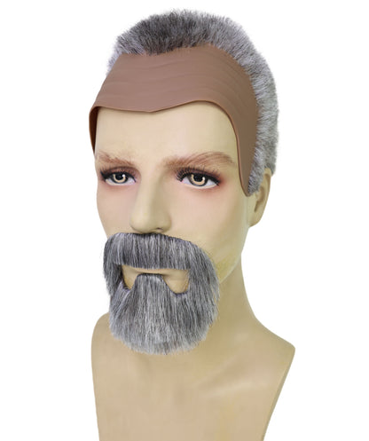 Wigs2you H-7021  ローマ皇帝の大人用フルウィッグ（口ひげとあごひげ付き）白と茶色のショートカーリー合成繊維製。演劇、ハロウィン、歴史イベントに最適。