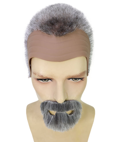 Wigs2you H-7021  ローマ皇帝の大人用フルウィッグ（口ひげとあごひげ付き）白と茶色のショートカーリー合成繊維製。演劇、ハロウィン、歴史イベントに最適。