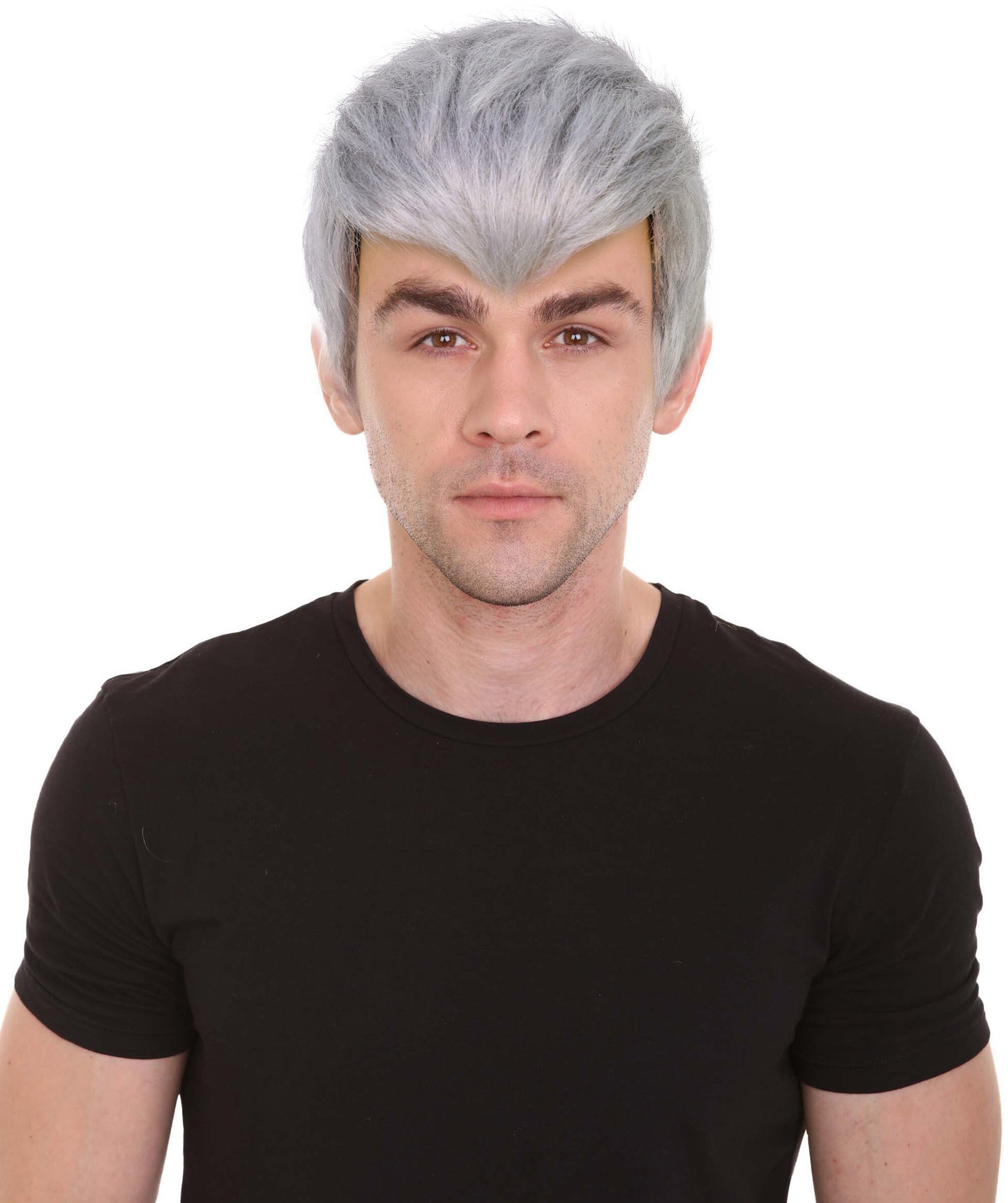 Wigs2you H-7024  大人用メンズ フューチャリスティック スパイキー ショート フルウィッグ グレー 9インチ 合成繊維 ハロウィン、コスプレ、舞台、テーマイベントに最適