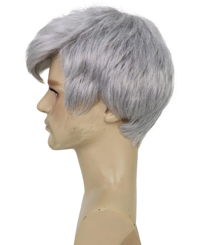 Wigs2you H-7024  大人用メンズ フューチャリスティック スパイキー ショート フルウィッグ グレー 9インチ 合成繊維 ハロウィン、コスプレ、舞台、テーマイベントに最適