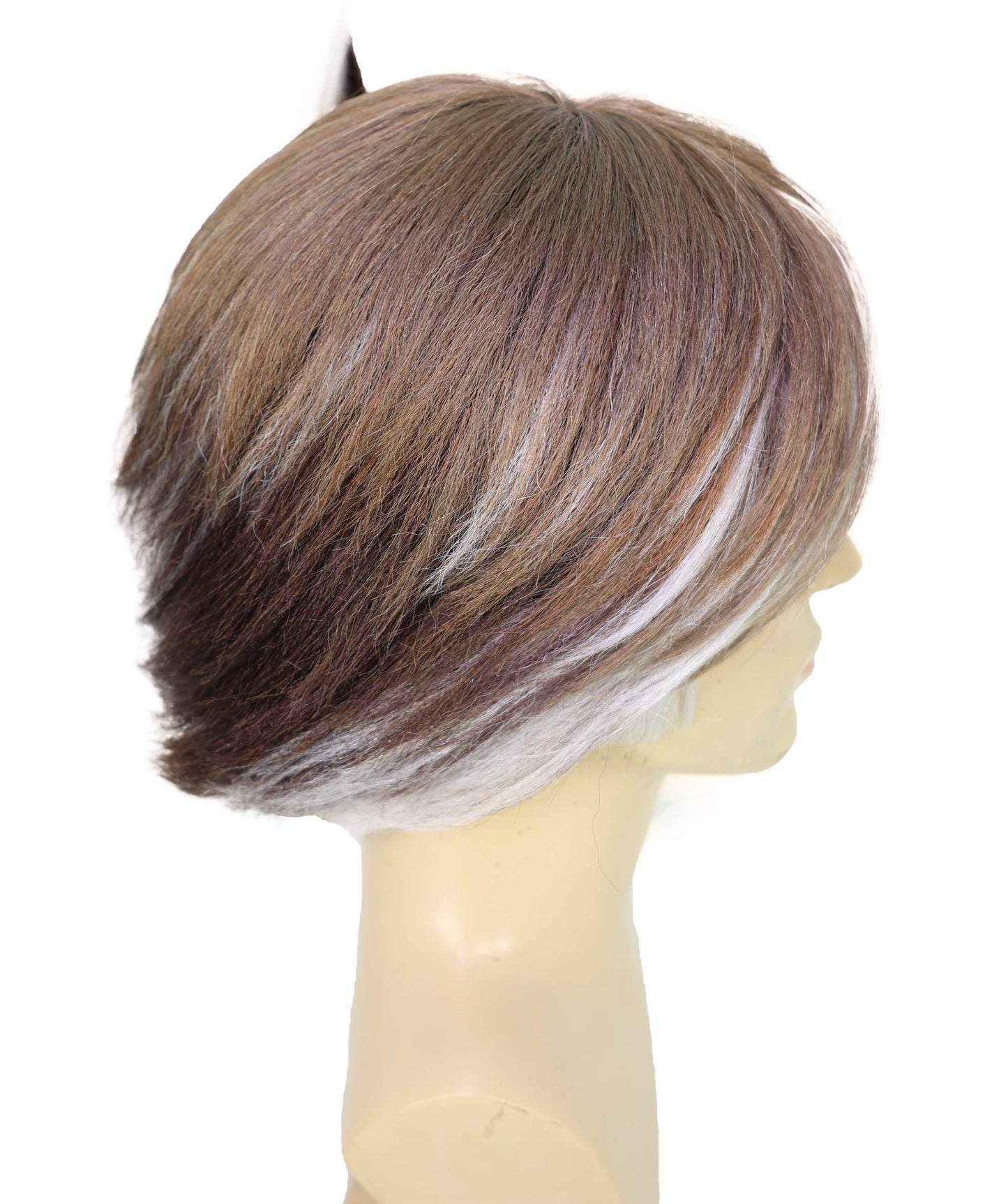 Wigs2you H-7025   大人用 メンズ スパイキーレイヤード フルウィッグ シルバー＆アッシュブラウン 10インチ 合成繊維 コスプレ、ハロウィン、ビデオゲームコスチュームイベントに最適