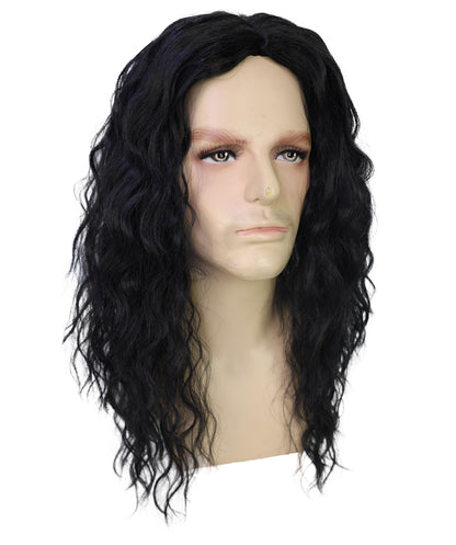 Wigs2you H-7027 大人用メンズロングブラックウェーブファンクロックウィッグ｜トロール風のカラフルボリュームコスプレヘアピース｜ハロウィンステージアクト＆テーマイベント