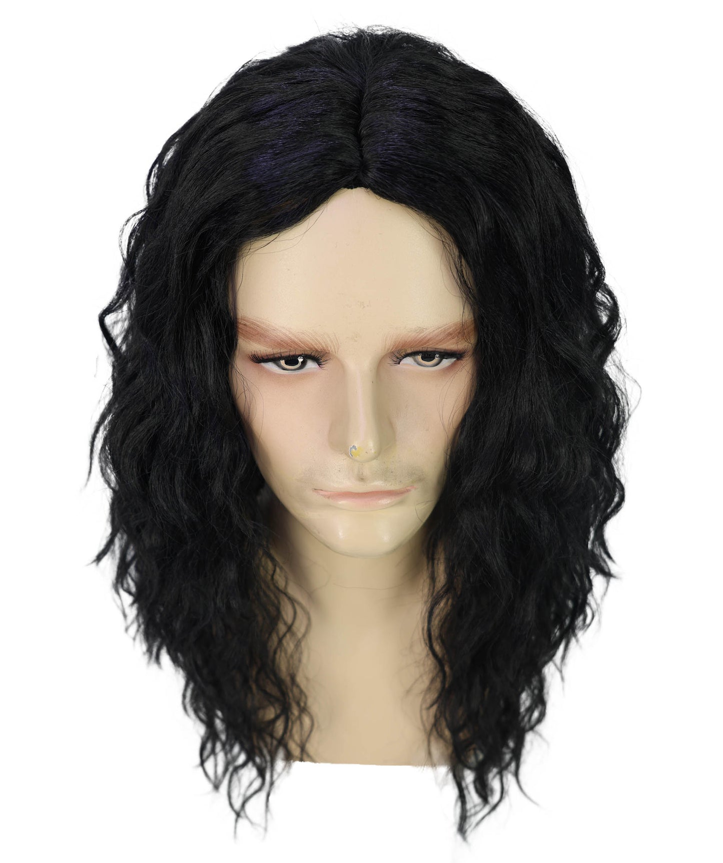 Wigs2you H-7027 大人用メンズロングブラックウェーブファンクロックウィッグ｜トロール風のカラフルボリュームコスプレヘアピース｜ハロウィンステージアクト＆テーマイベント
