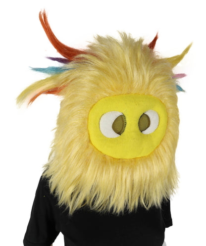 Wigs2you H-7033  大人用 ユニセックス イエローモンスターマスコット フルウィッグ マスク付き 17インチ 合成繊維 ハロウィン、パレード、ステージパフォーマンスに