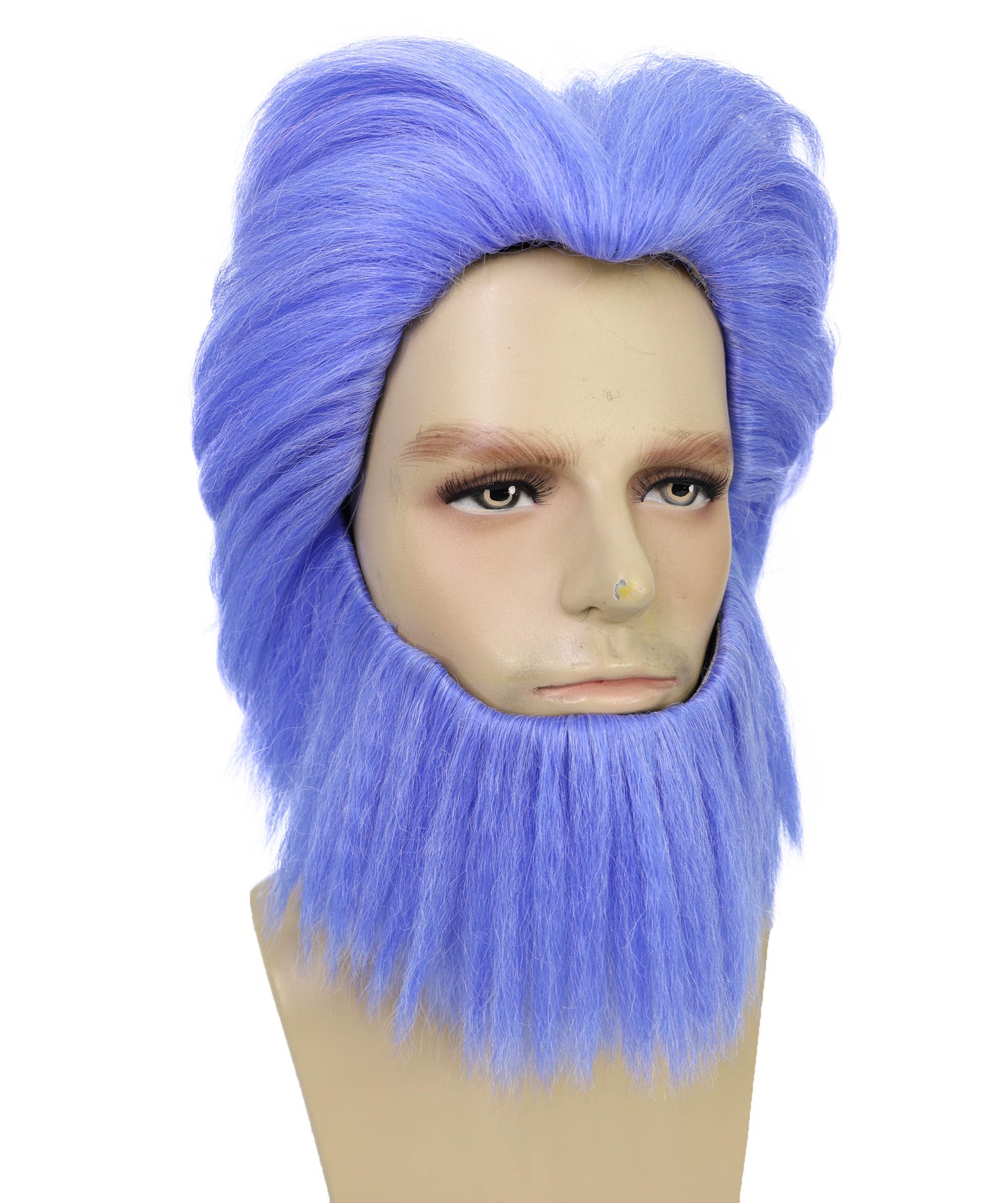 Wigs2you H-7039  大人用メンズショートウェーブフルウィッグ（ひげ付き）ブルー 11インチ 合成繊維 ハロウィンやステージパフォーマンスに最適