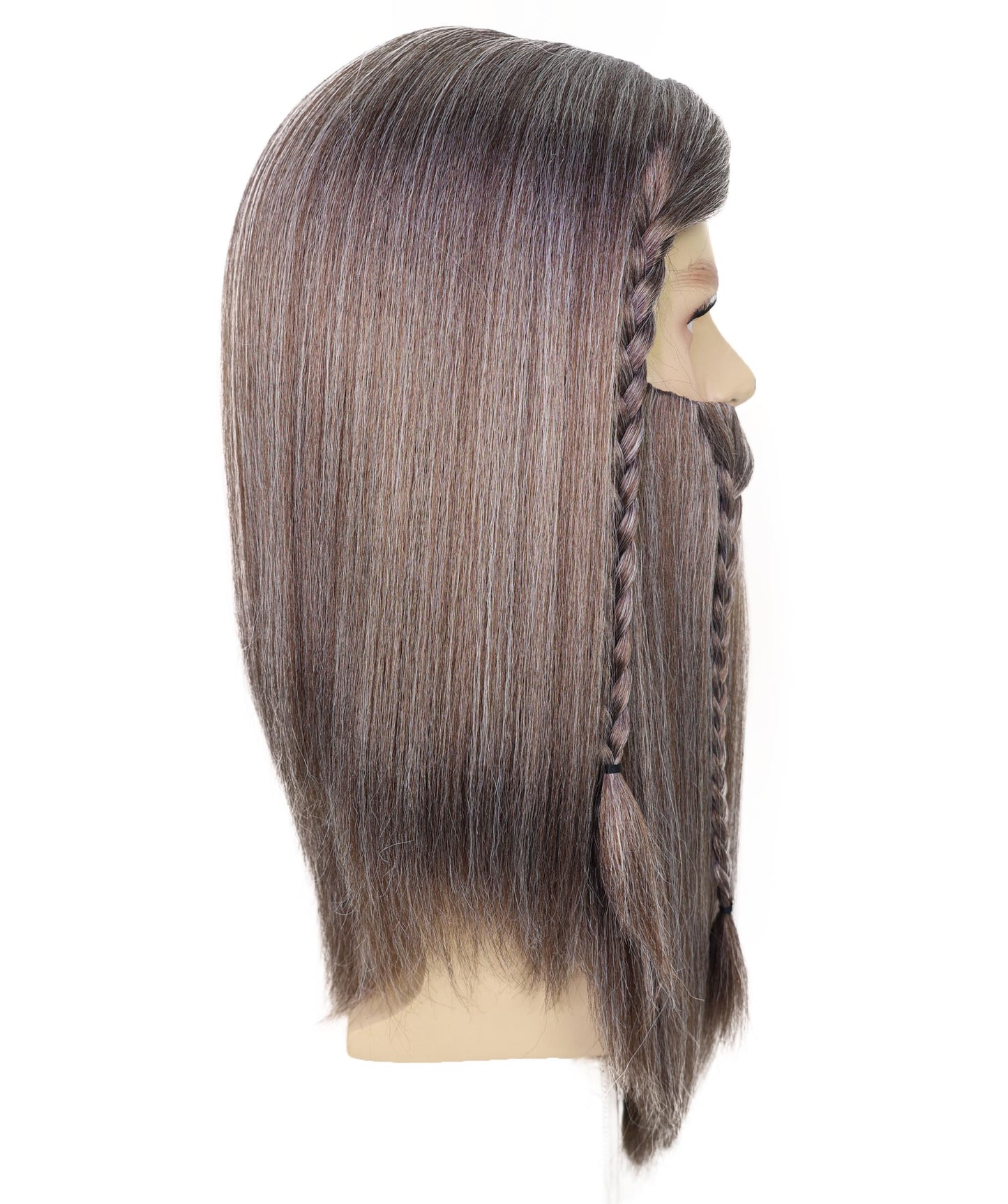 Wigs2you H-7040  大人用メンズ デラックスロングフルウィッグ ひげ＆口ひげ付き アッシュブラウン 17インチ 合成繊維 バイキングコスプレ、ハロウィン、コスチュームイベントに最適