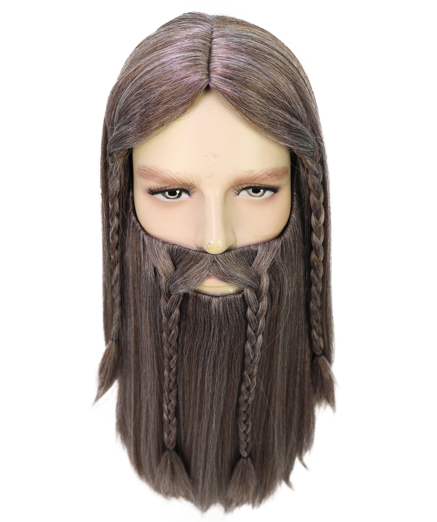 Wigs2you H-7040  大人用メンズ デラックスロングフルウィッグ ひげ＆口ひげ付き アッシュブラウン 17インチ 合成繊維 バイキングコスプレ、ハロウィン、コスチュームイベントに最適