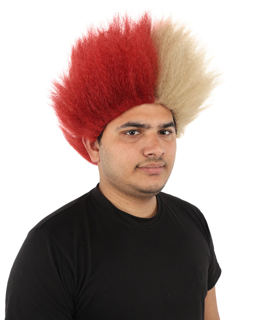 Wigs2you H-7043  大人用メンズ ツートン ギャングスタイル フルウィッグ 赤＆茶 合成繊維 ハロウィンや仮装パーティーに