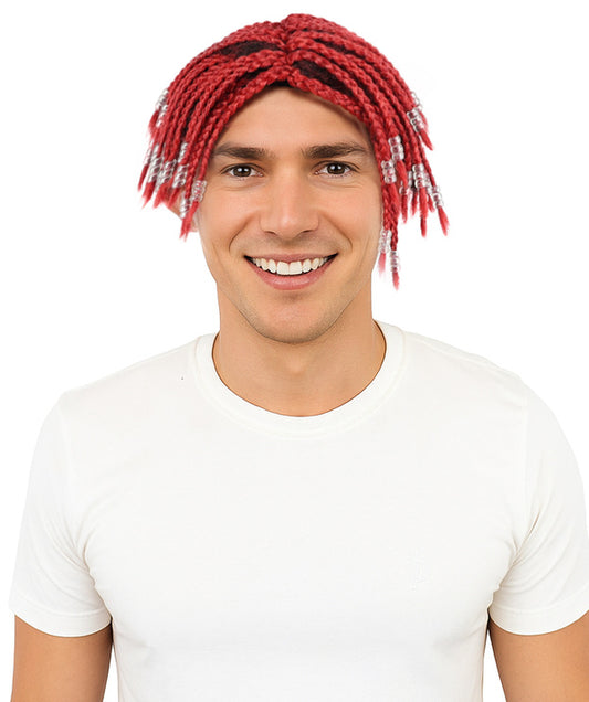 Wigs2you H-7044 大人用男性用レッドドレッドヘアフルウィッグ 合成繊維 コスチューム、パフォーマンス、イベント用