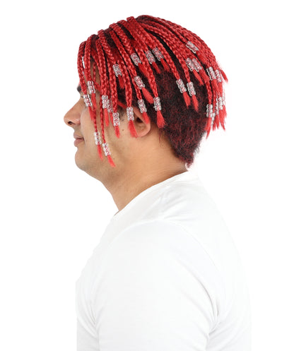 Wigs2you H-7044 大人用男性用レッドドレッドヘアフルウィッグ 合成繊維 コスチューム、パフォーマンス、イベント用