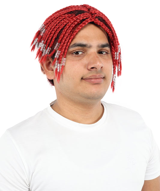 Wigs2you H-7044 大人用男性用レッドドレッドヘアフルウィッグ 合成繊維 コスチューム、パフォーマンス、イベント用