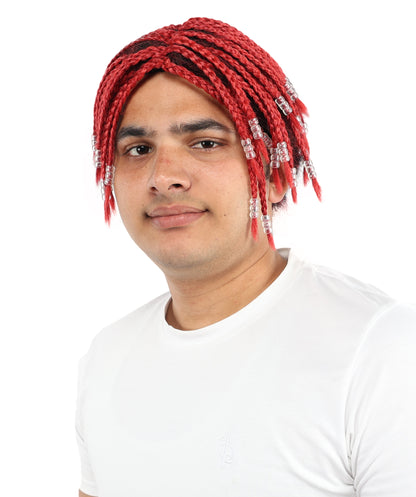 Wigs2you H-7044 大人用男性用レッドドレッドヘアフルウィッグ 合成繊維 コスチューム、パフォーマンス、イベント用