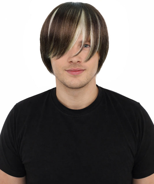 Wigs2you H-7045 大人用メンズショートシャギーロッカーフルウィッグ合成繊維。コスチュームパーティー、ロックスター風、テーマイベントに最適。