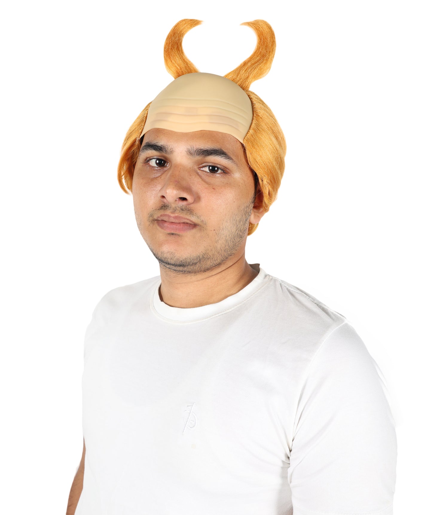 Wigs2you H-7047 大人用メンズ 角付きマンチカンウィッグ - ライトオレンジ ファンタジーヘアピース