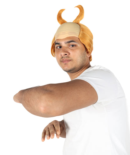 Wigs2you H-7047 大人用メンズ 角付きマンチカンウィッグ - ライトオレンジ ファンタジーヘアピース