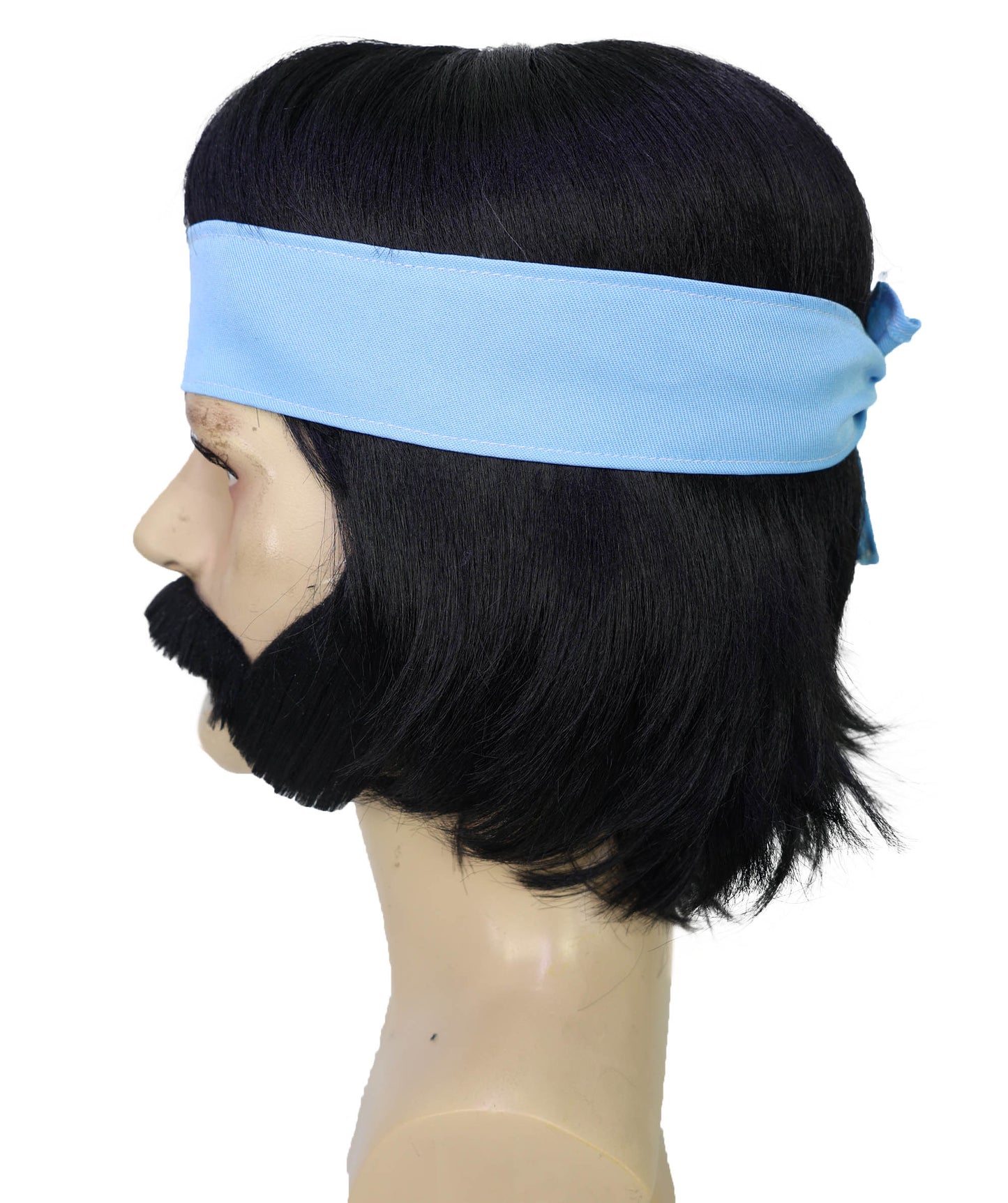Wigs2you H-7048 大人用男性用ヒッピースタイルフルウィッグ（もみあげ、口ひげ、ヘッドバンド付き）合成繊維製。60年代風のレトロなコスチュームやテーマイベントに最適。